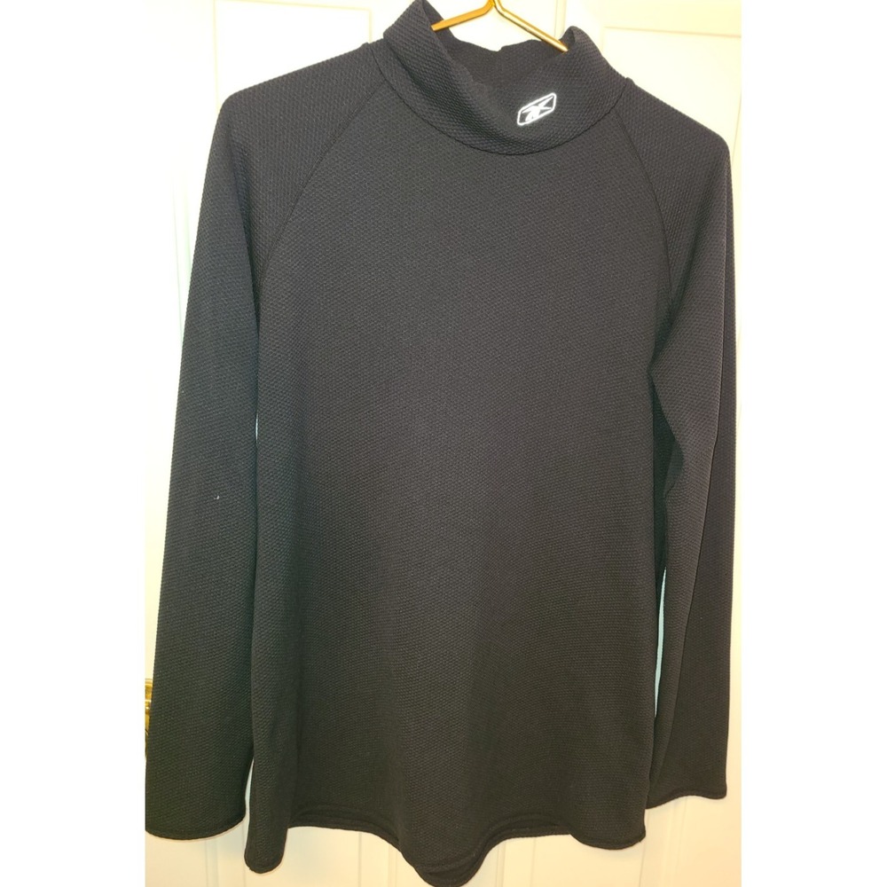 Reebok Mock Play Dry Neck Long Sleeve Shirt Black Men's Size‎ XL Active DryFit
